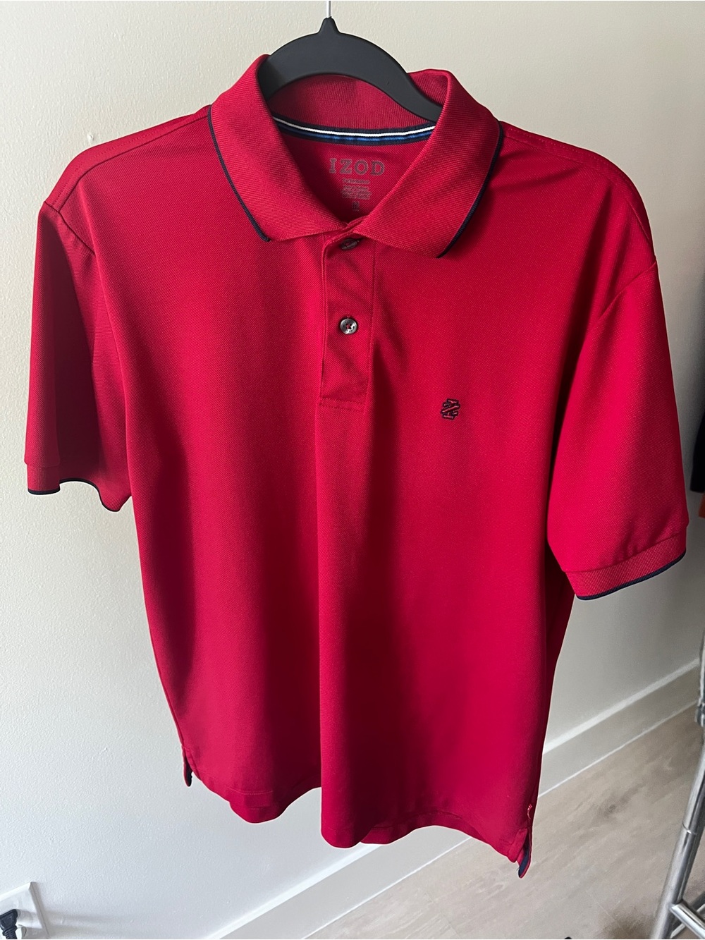 Izod Red Polo with Navy Contrast Trim - Size medium